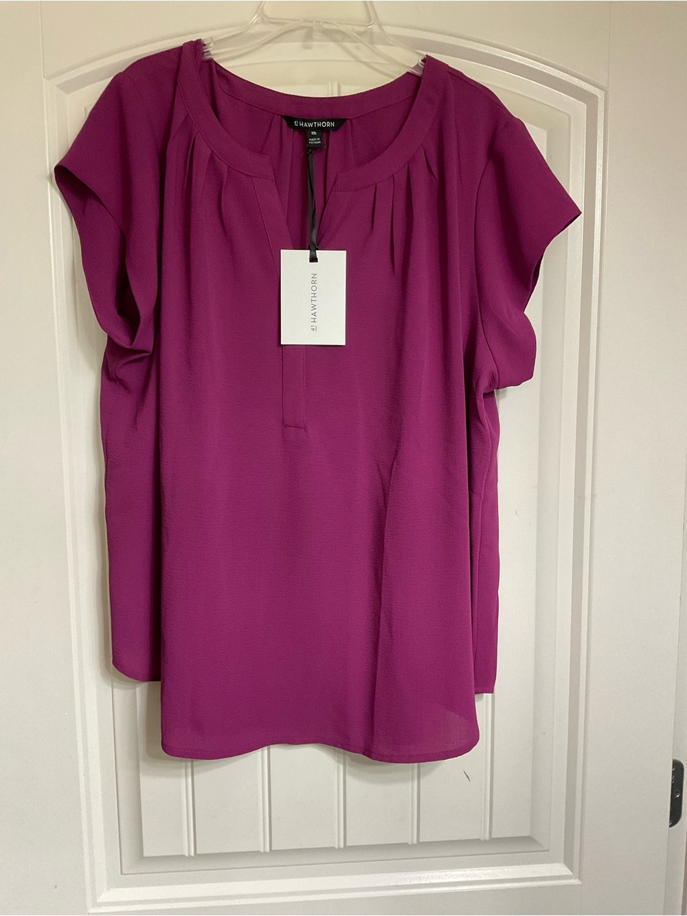 NWT 41 Hawthorn Pleated Yoke Blouse in Magenta Size XXL - Picture 2 of 8